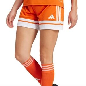 NWT Adidas Squadra 25 Orange Women's Athletic Soccer Shorts w/ White Trim Large